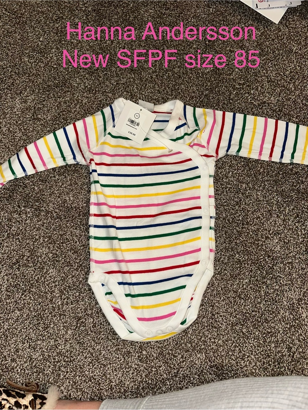 Hanna Andersson White Multi-Color Stripe Long-Sleeve Baby One-Piece